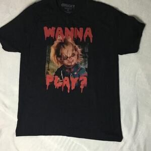 Chucky Wanna Play? Black Graphic Horror Movie T-Shirt Short sleeve
